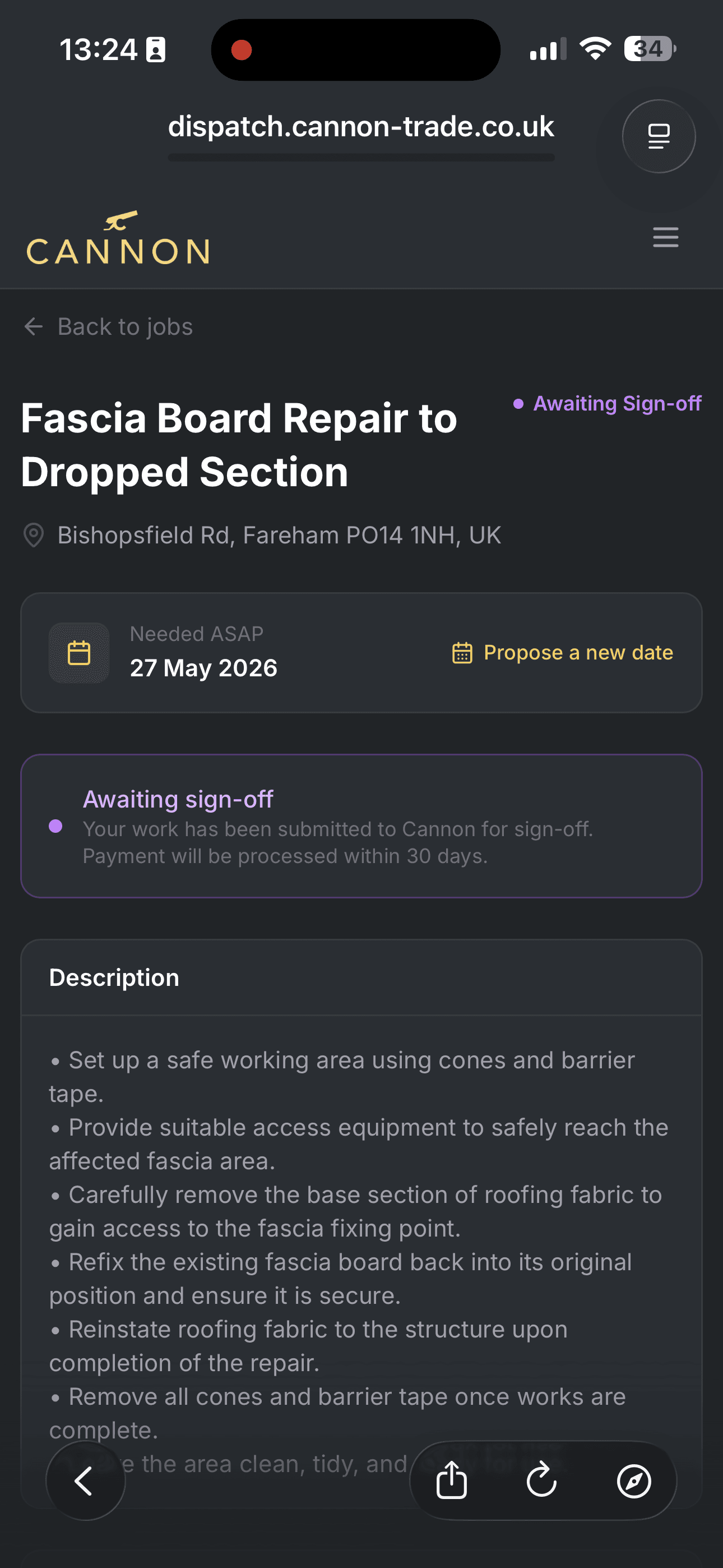 Awaiting sign-off